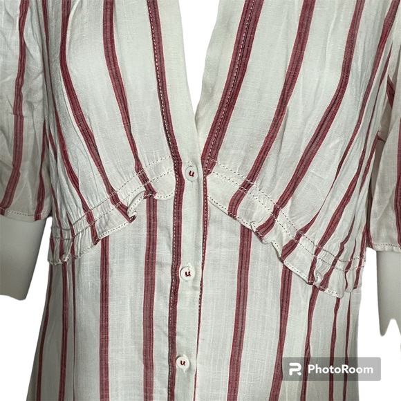 NWT Chelsea & Violet Pen Striped Button Down Ruched Maxi Dress Women's Size L - Picture 6 of 10